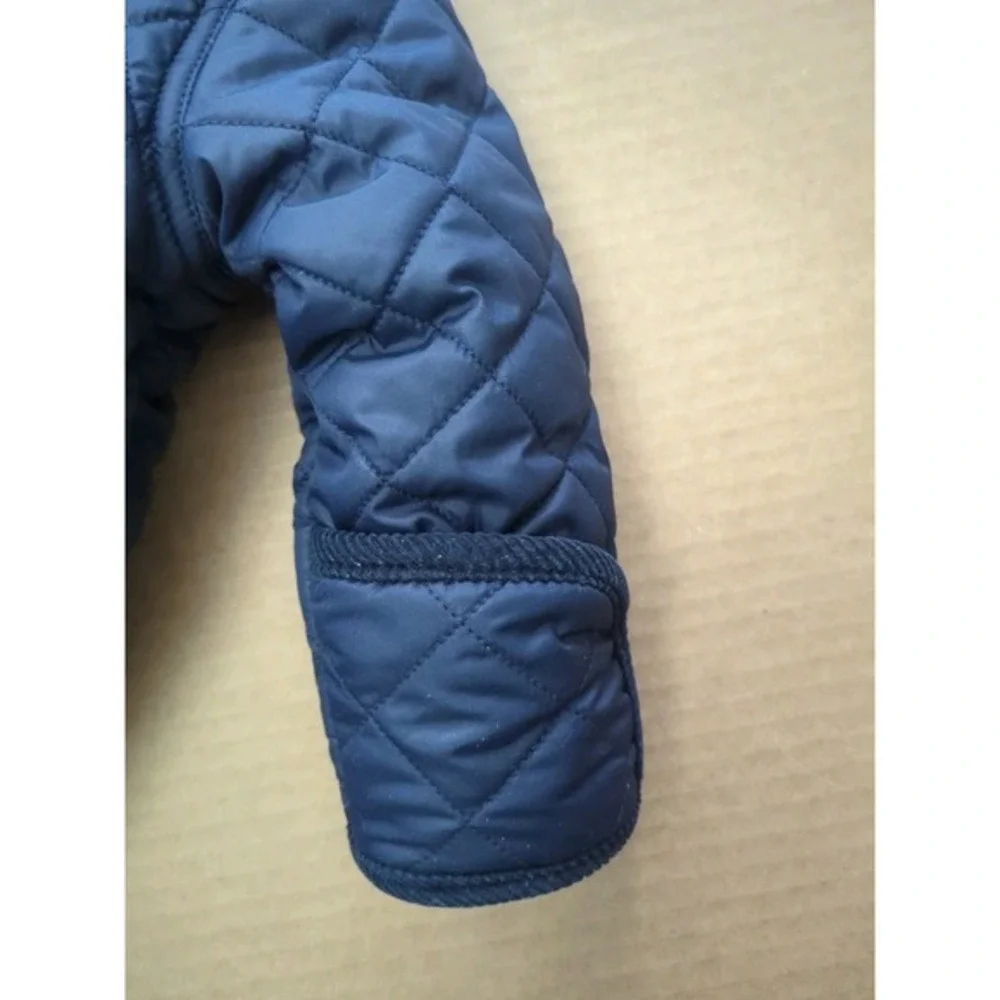 Ralph Lauren Baby Quilted Hooded Snowsuit Snap Front Navy‎ Blue Red Pony Size 6M